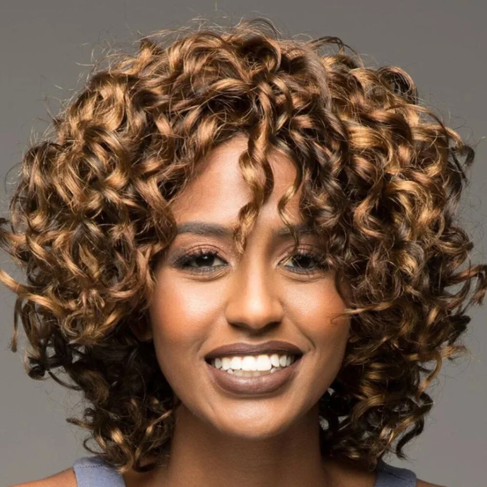 Vivica Fox Oprah-2 Wig Loose Spiral Curl Side Part Black Like New